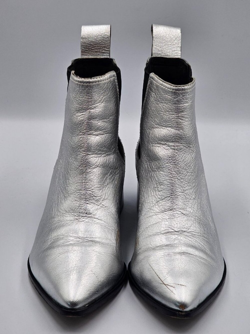 Loeffler Randall Women Metallic Silver Nellie Chelsea Pointed Booties Sz10 2971 - Picture 13 of 16
